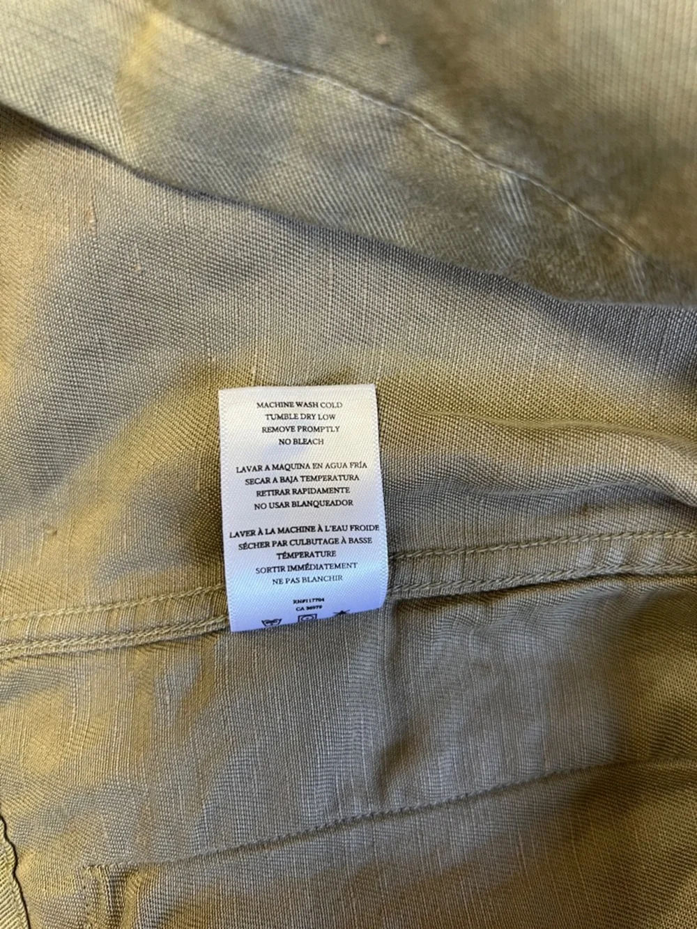 Rails Trey Light Sage Arrow Patch Military Zipper Jacket Tencel Linen Blend XS
